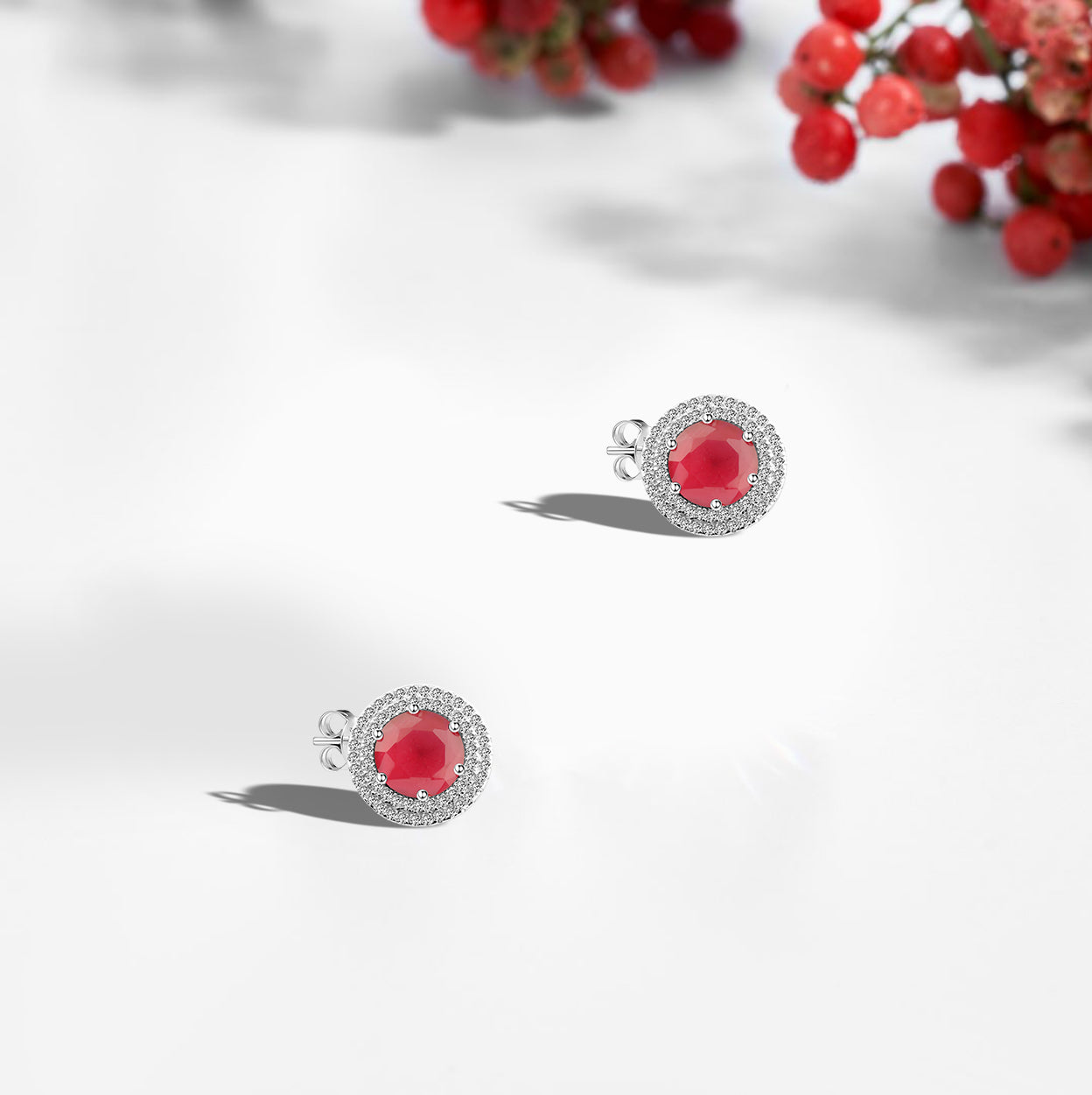 "Red Sparkle" 925 Silver Earrings 
