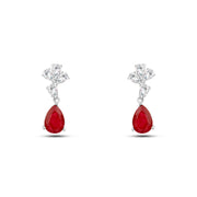 Ruby Bloom Earrings - silver 925 platinum plated 