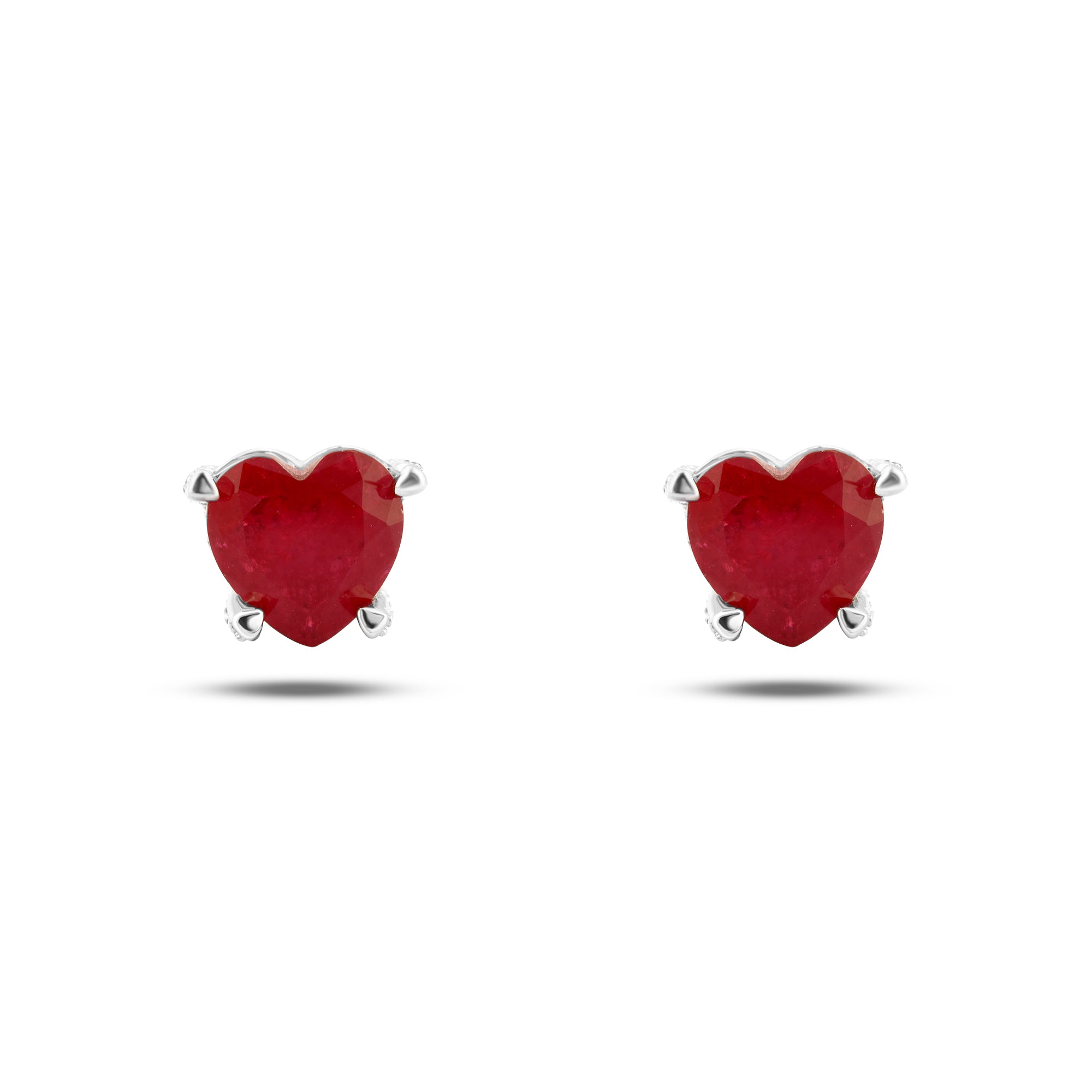 حلق قلب أحمر - فضة عيار925  مطلي بلاتين