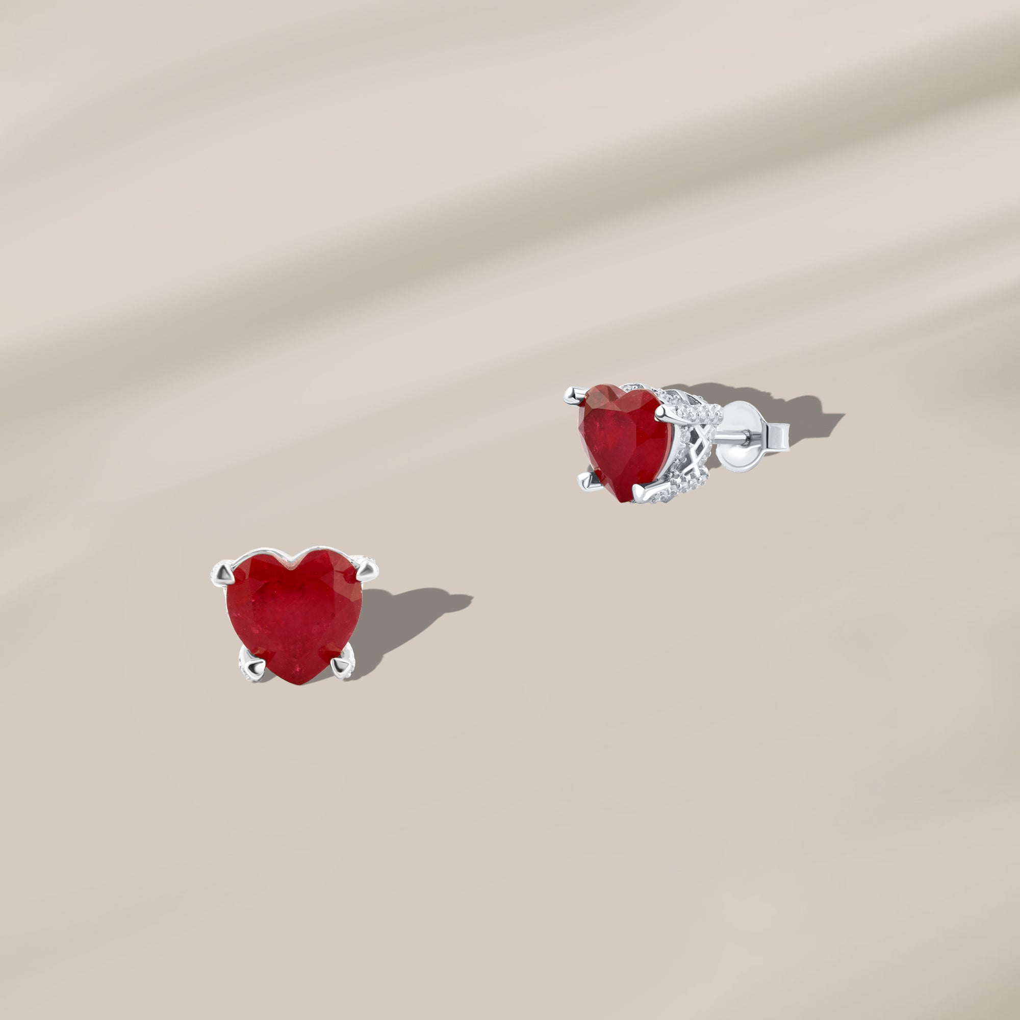 Ruby Love Studs 925 Silver Earring