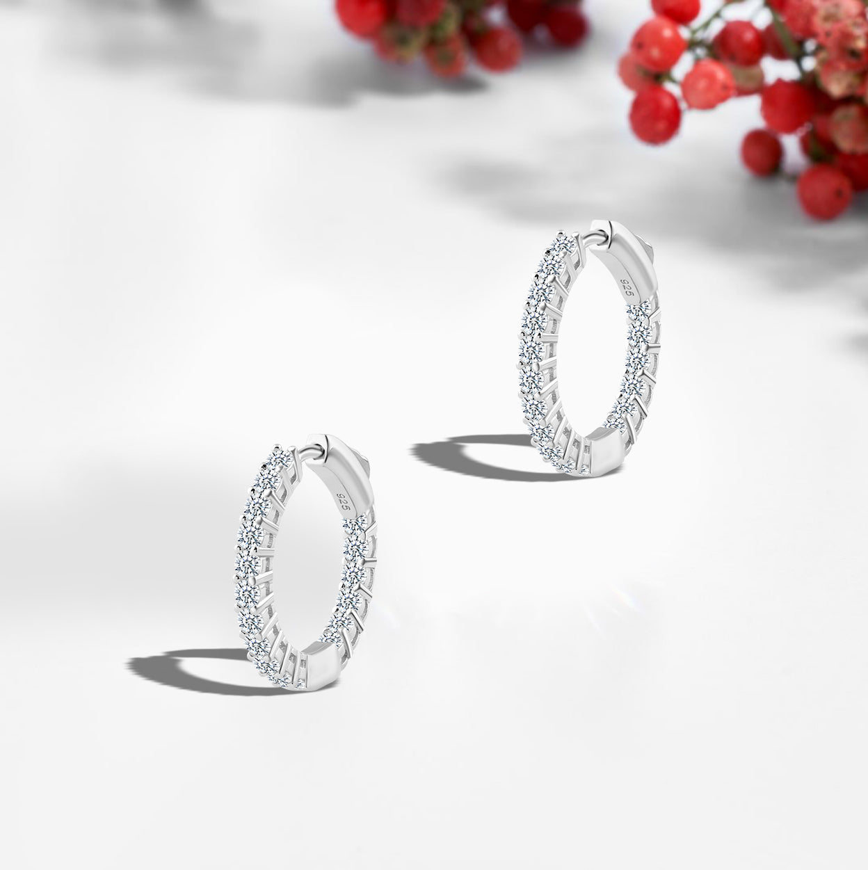 "Zircon Stones" 925 Silver Earrings 