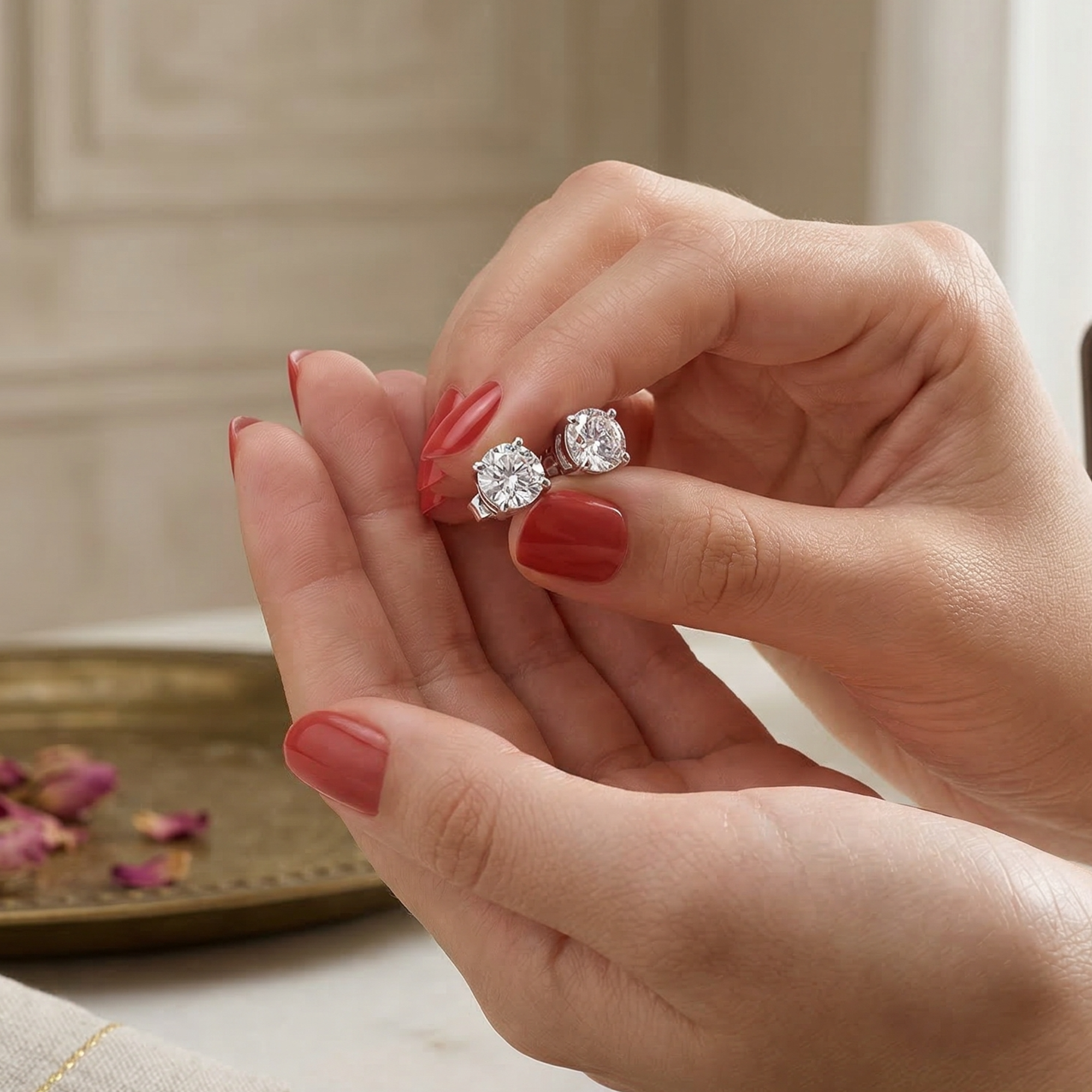 925 Silver Screw Back Earrings with a Round Zircon Stone