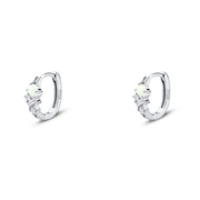 حلق فضة عيار 925 بحجر أوبال وفصوص زركون لامعة