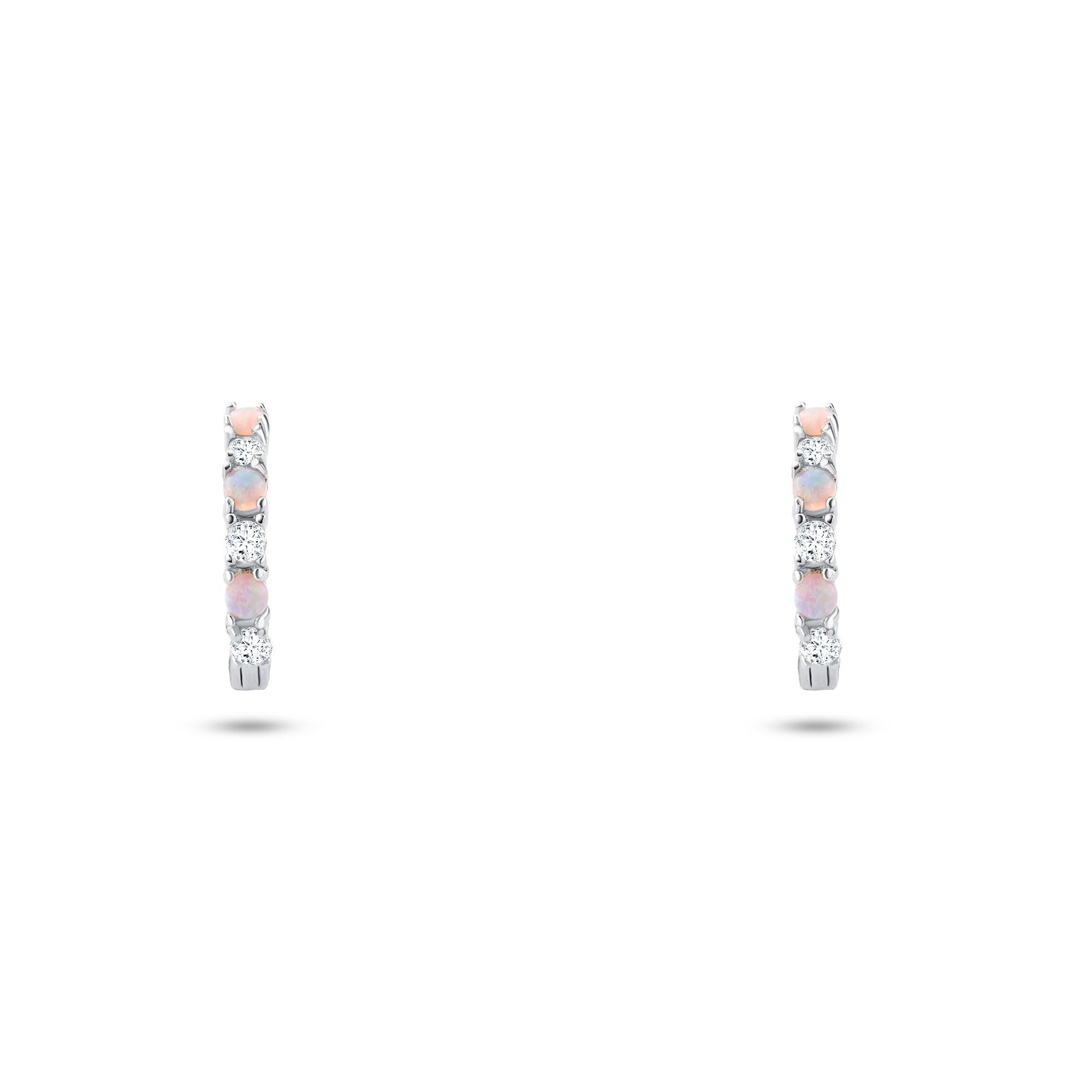 حلق فضة 925 بحجر أوبال مع فصوص زركون براقة