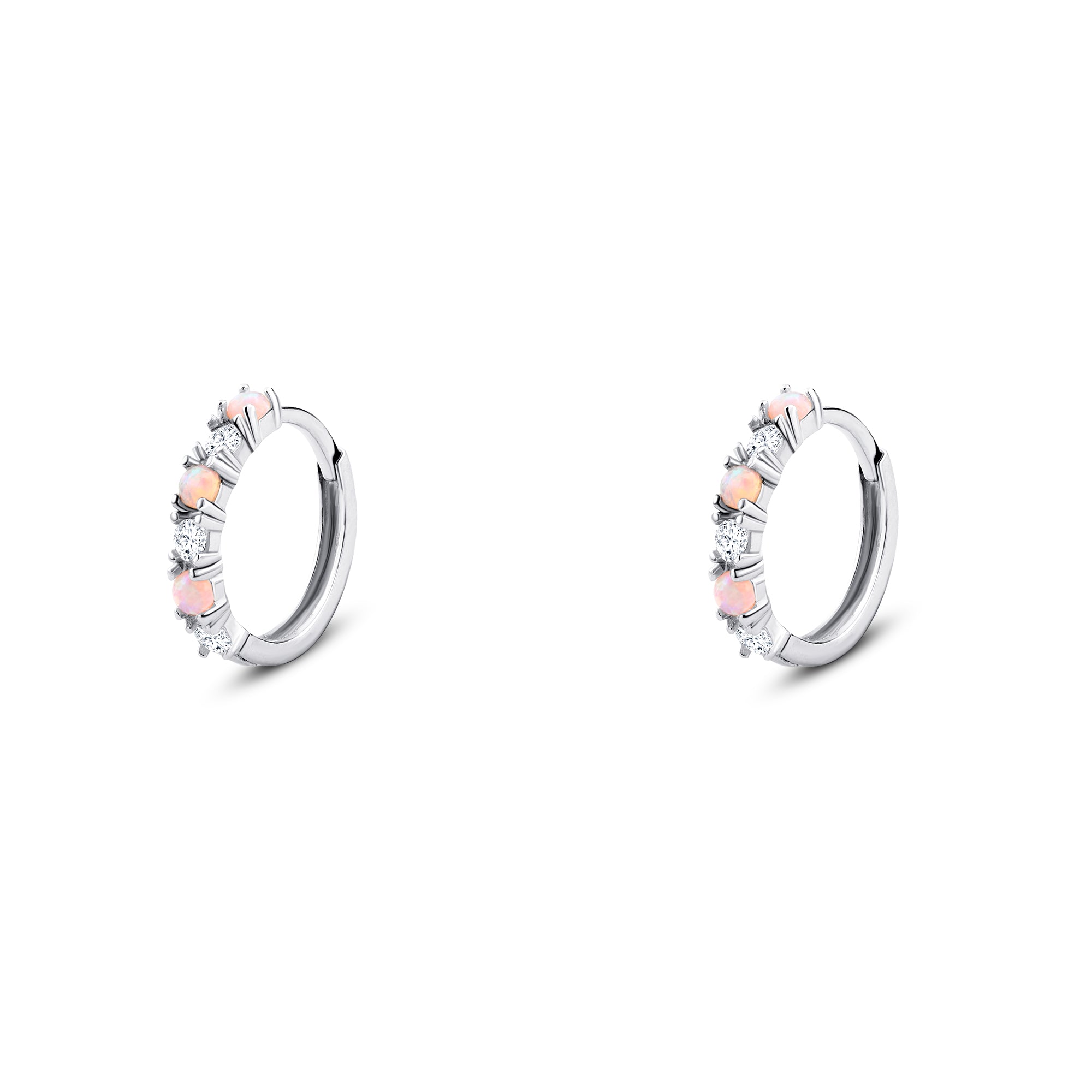 حلق فضة 925 بحجر أوبال مع فصوص زركون براقة