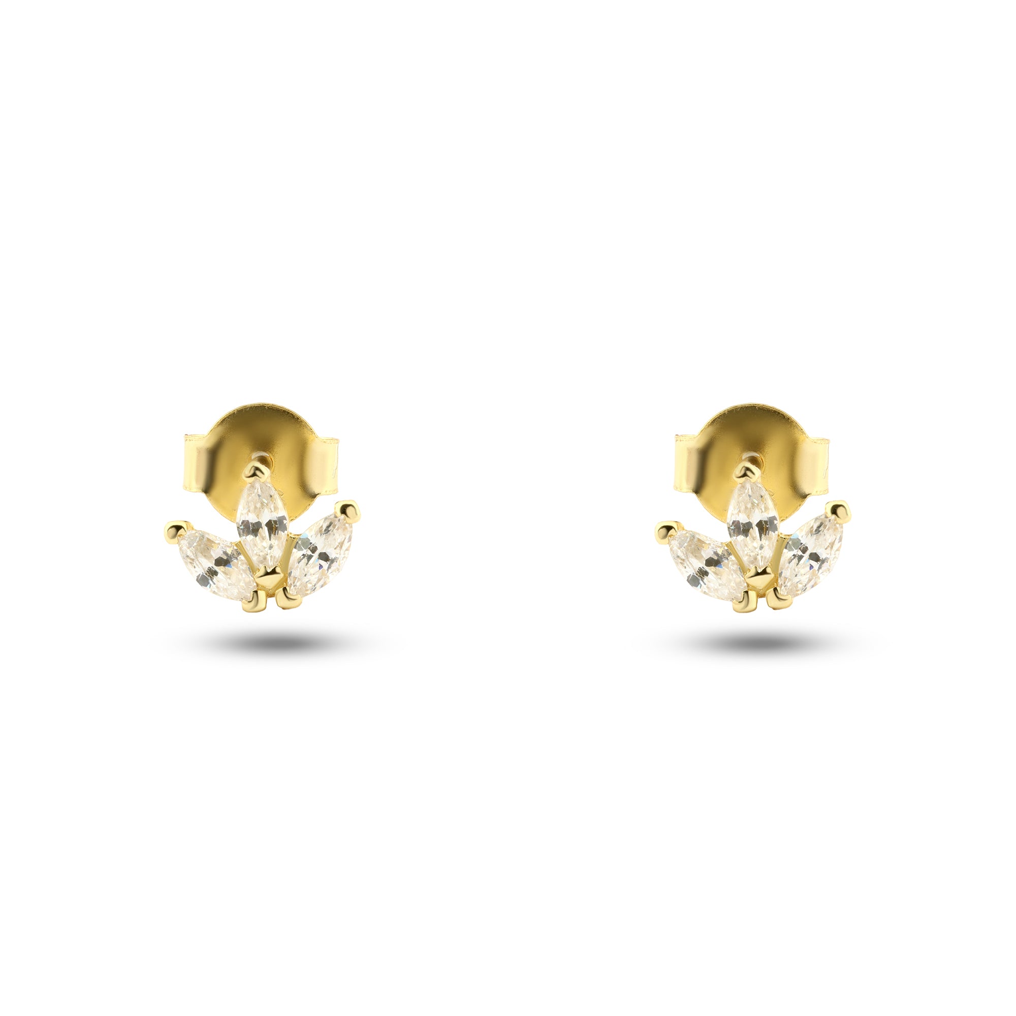 حلق ورقة شجر صغير - فضه عيار 925 مطلي ذهب