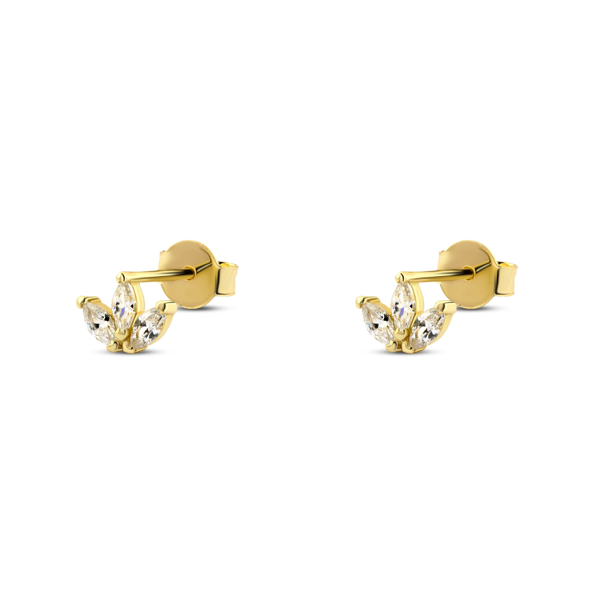 حلق ورقة شجر صغير - فضه عيار 925 مطلي ذهب