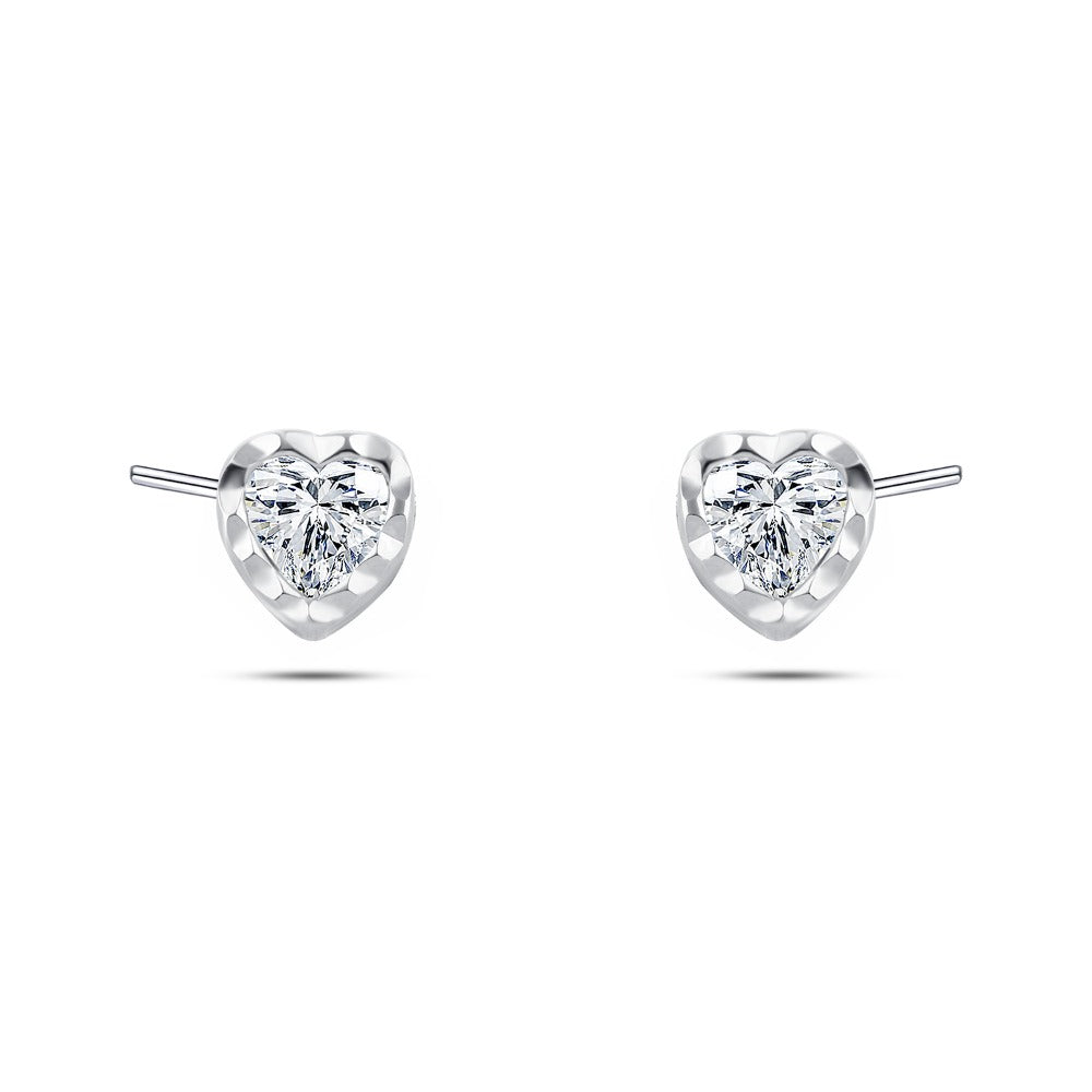 Shiny zircon Earing the heart 925 Sterling Silver