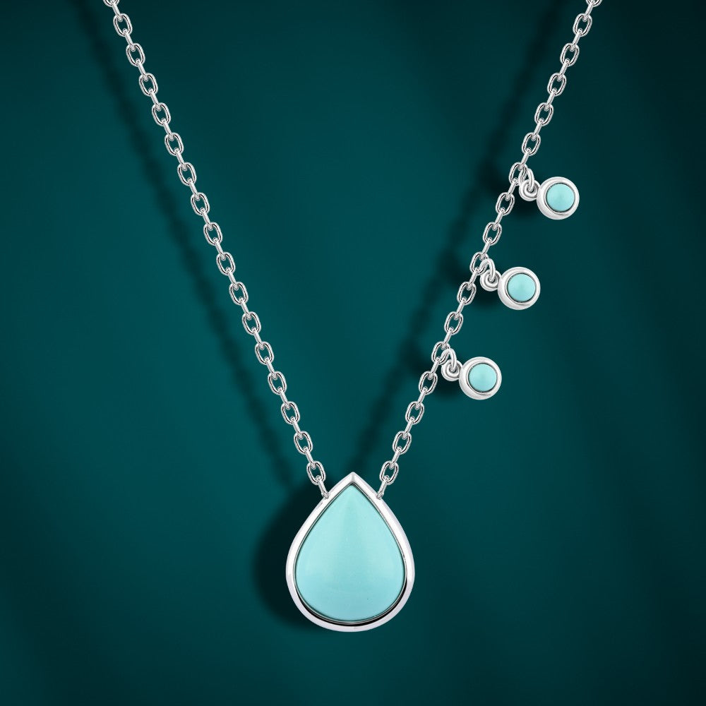 Teardrop Necklace – Elegant Design with a Radiant Turquoise Stone and 925 Silver