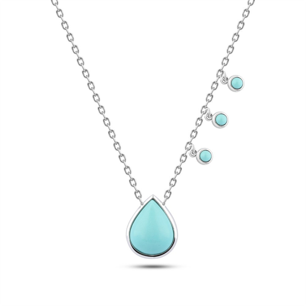 Teardrop Necklace – Elegant Design with a Radiant Turquoise Stone and 925 Silver