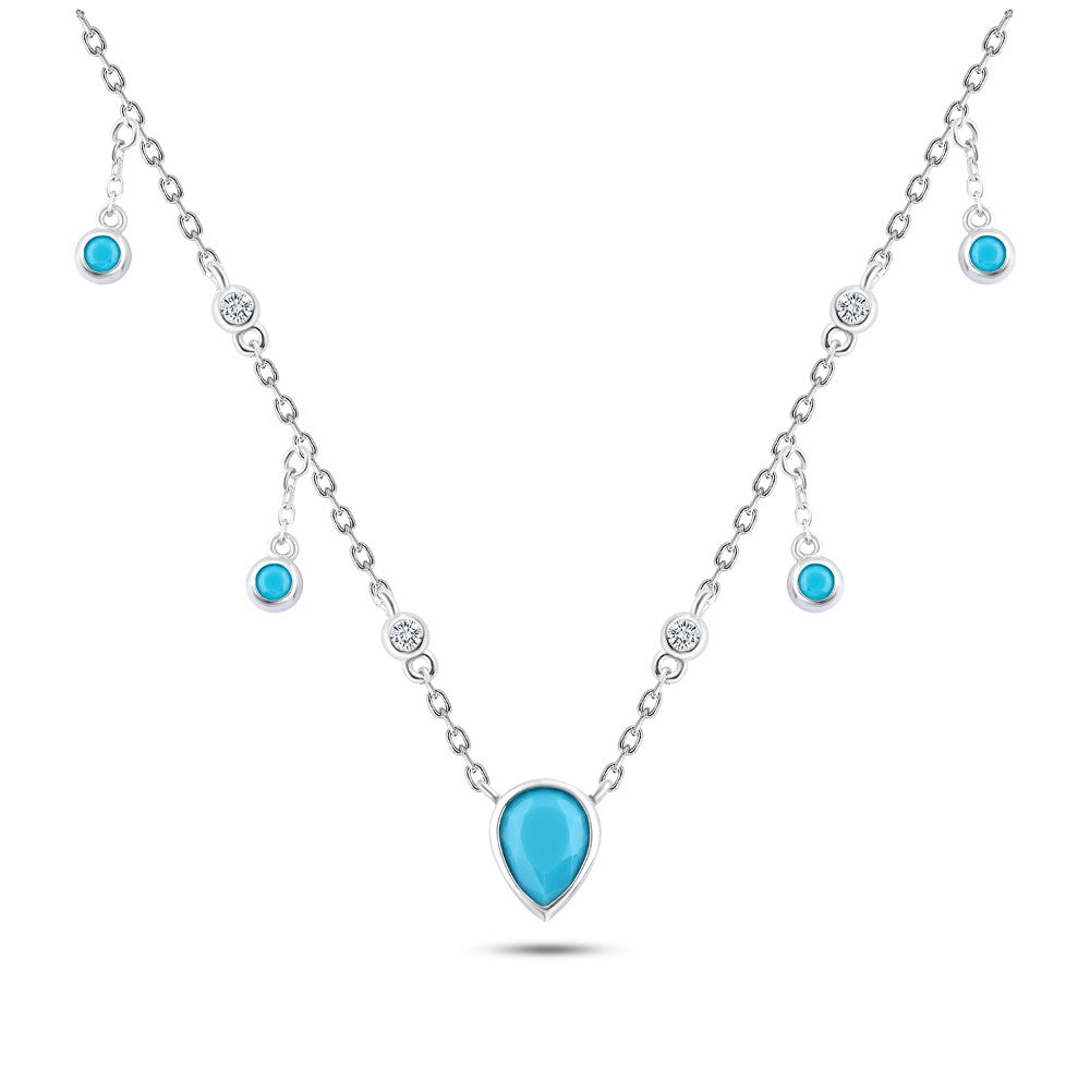 Drops of Charm Necklace – A Touch of Turquoise Brilliance 925 Sterling Silver