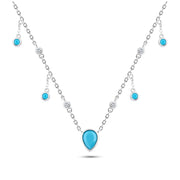 Drops of Charm Necklace – A Touch of Turquoise Brilliance 925 Sterling Silver