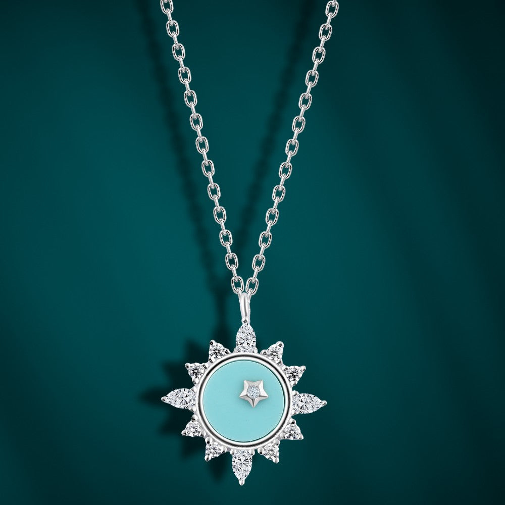 Princess Glow Necklace – Enchanting Star Design with Shimmering Turquoise and 925 Silver