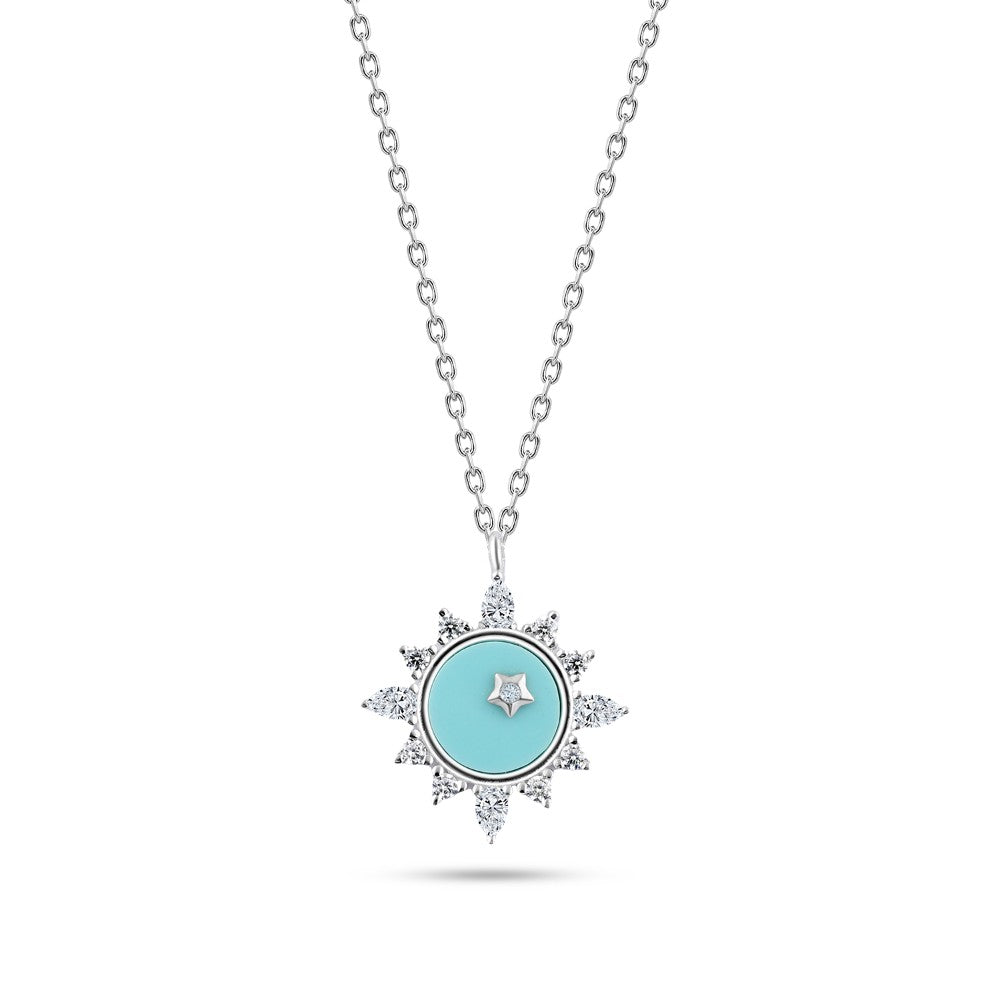 Princess Glow Necklace – Enchanting Star Design with Shimmering Turquoise and 925 Silver