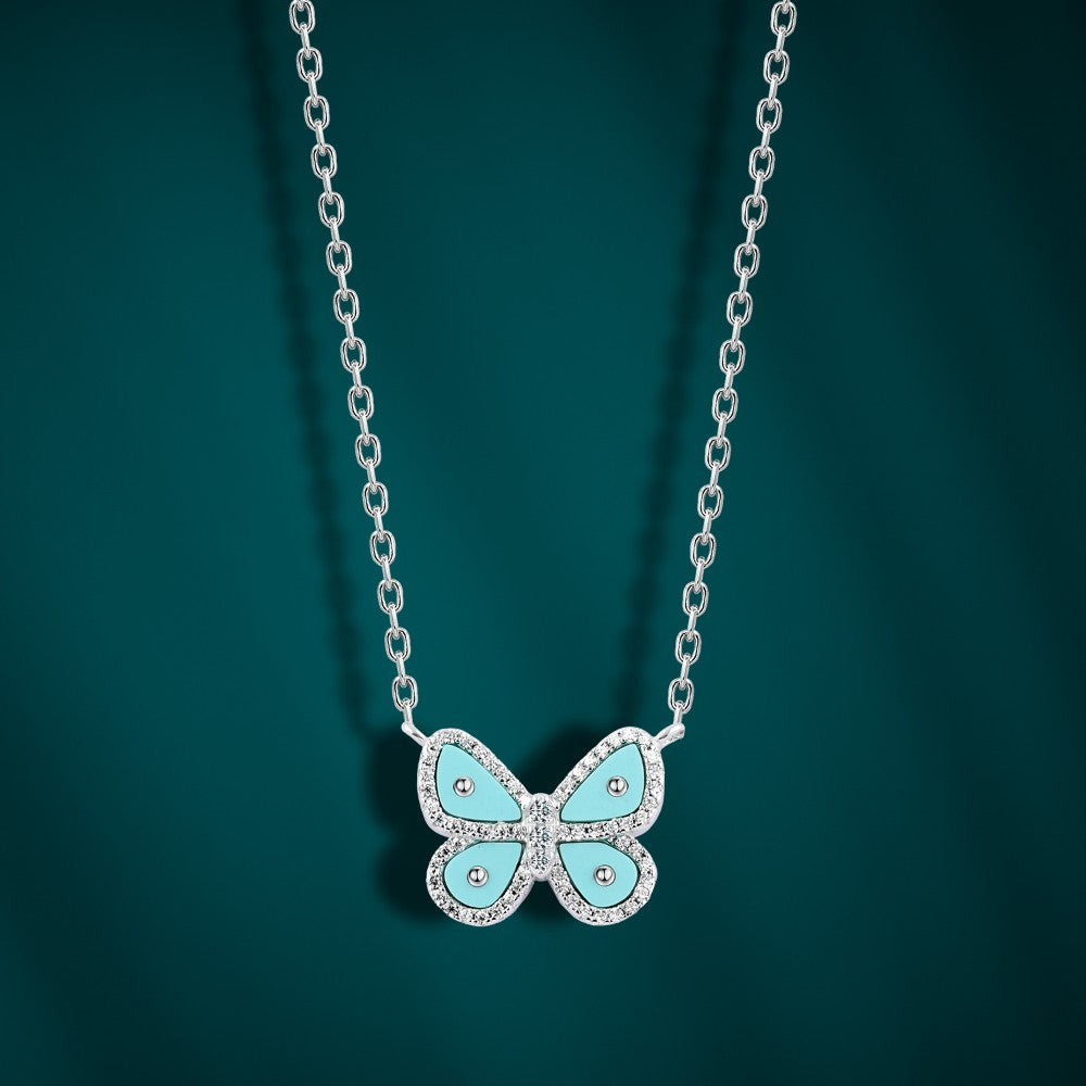 Dream Butterfly Necklace – 925 Sterling Silver with Zircon Stones