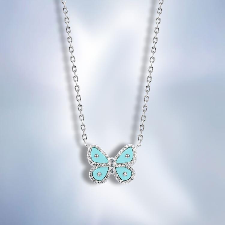 Dream Butterfly Necklace – 925 Sterling Silver with Zircon Stones