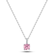 "Pink Square" Necklace – 925 Silver