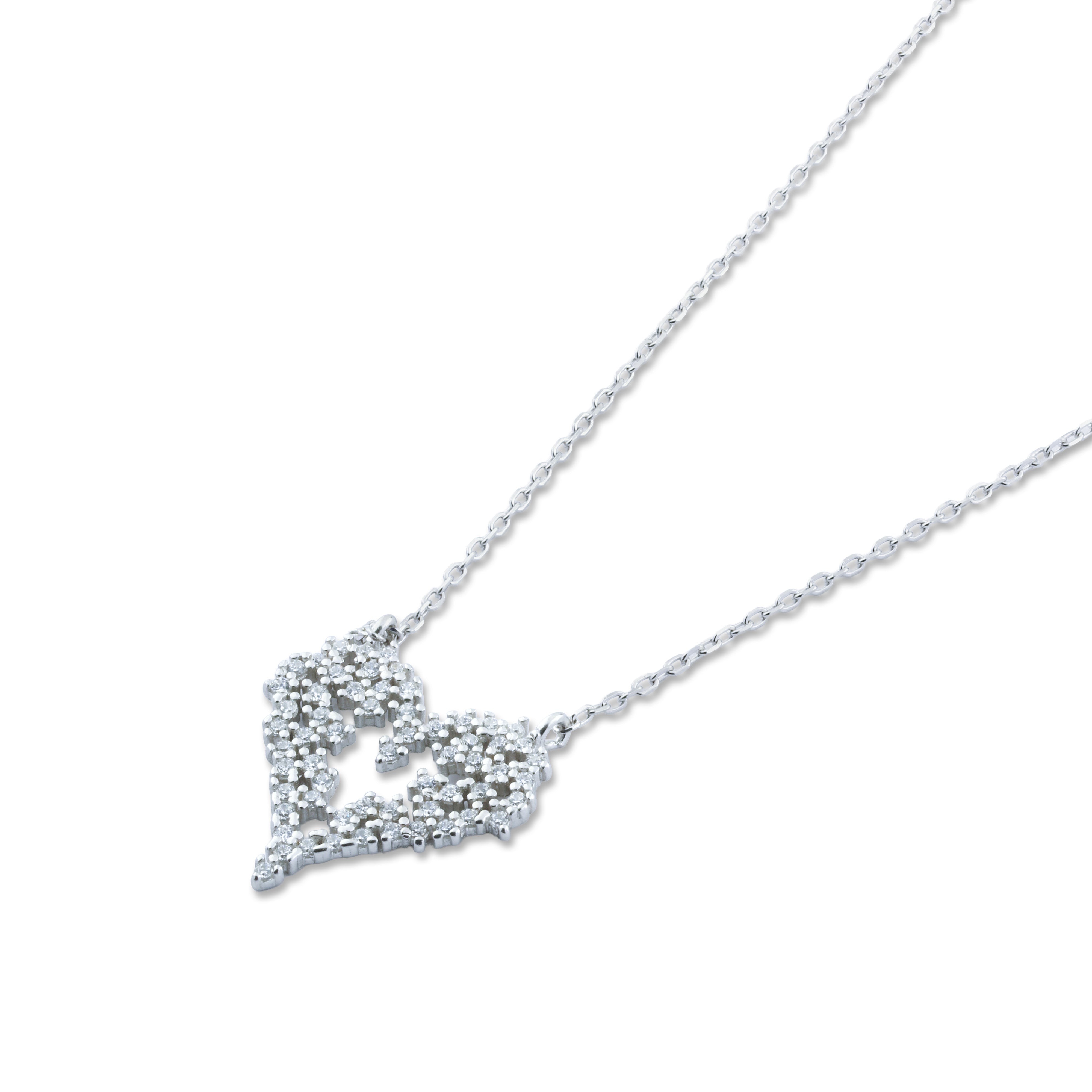 عقد قلب مفتوح مرصع بزركون فضة عيار 925