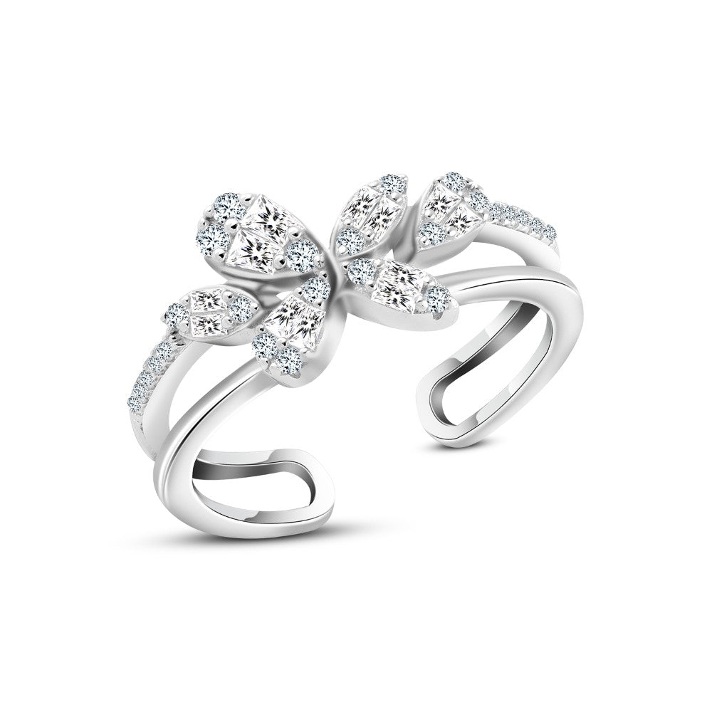 Butterfly Sparkle Ring – 925 Sterling Silver with Zircon Stones Forming a Butterfly