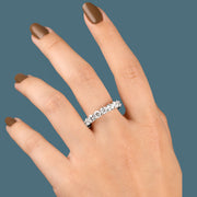 خاتم فضة 925 فصوص دائرية لامعة