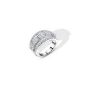 خاتم تصميم ملكي متعدد الصفوف فضة عيار 925