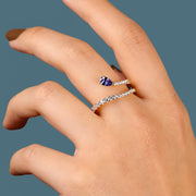 خاتم فضة عيار 925 مطلي ذهب بحجر أزرق