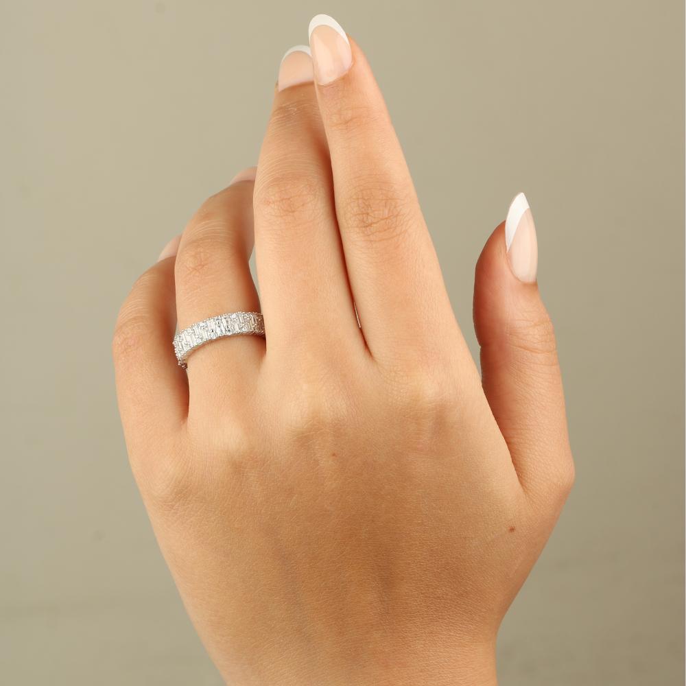 خاتم زركون فضة عيار 925 بتصميم أنيق راقي