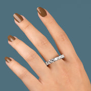 خاتم فضة 925 بتصميم بسيط مرصع بالزركون