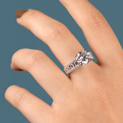 خاتم فضة 925 بحجر رئيسي دائري فخم