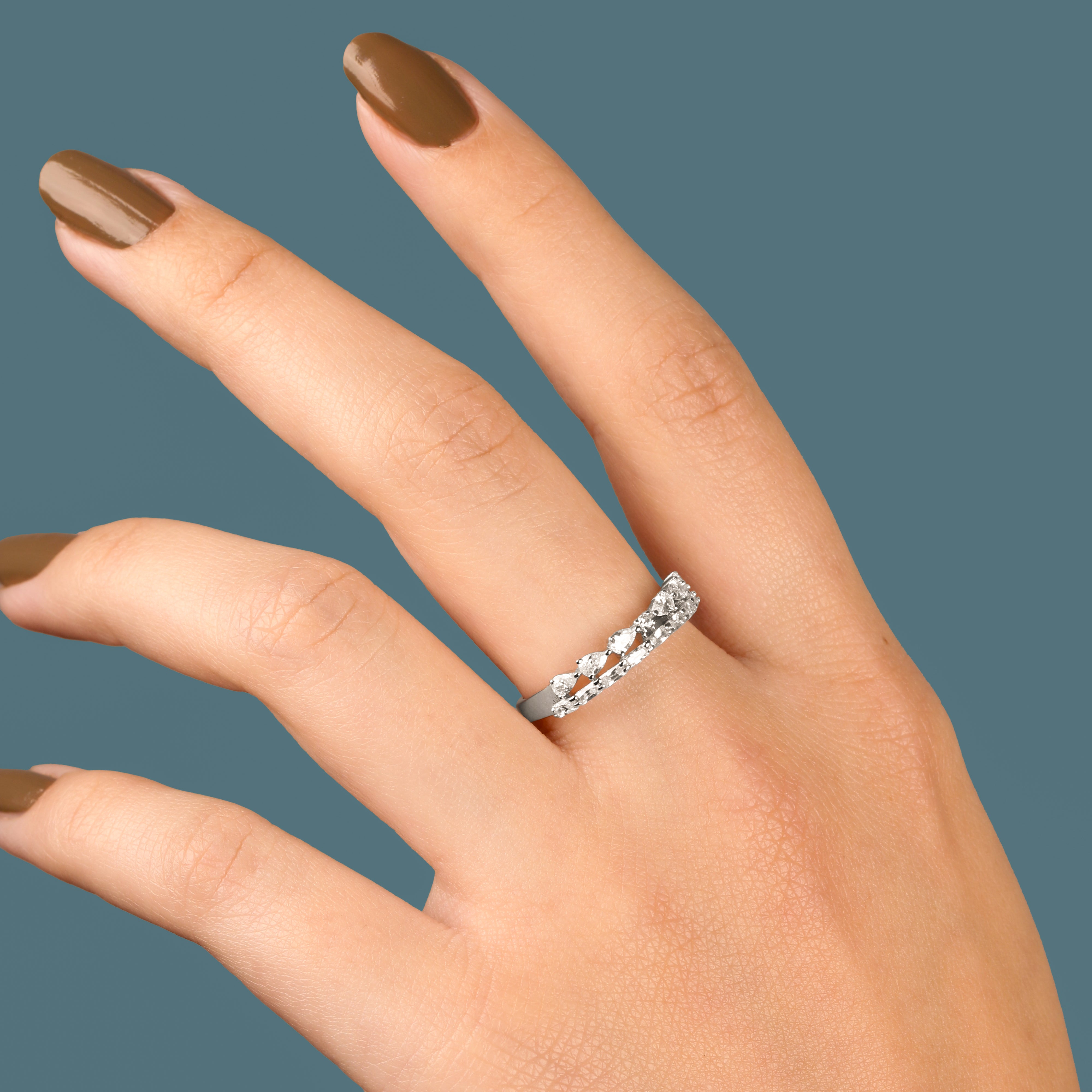 خاتم فضة 925 مرصع بزركون كامل