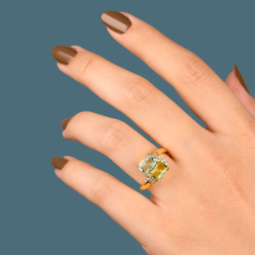 خاتم فضة 925 مرصع بالزركون الاصفر