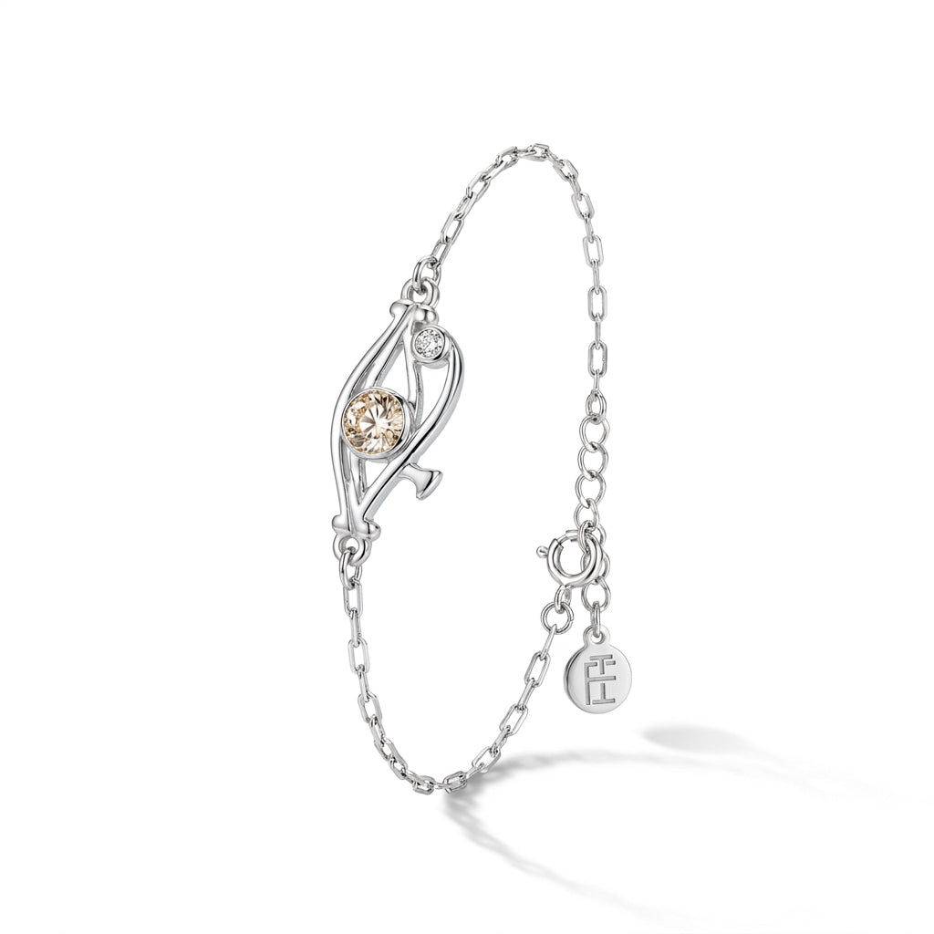 Pharaoh's Eye of Horus Bracelet with Yellow Stone 925 Silver