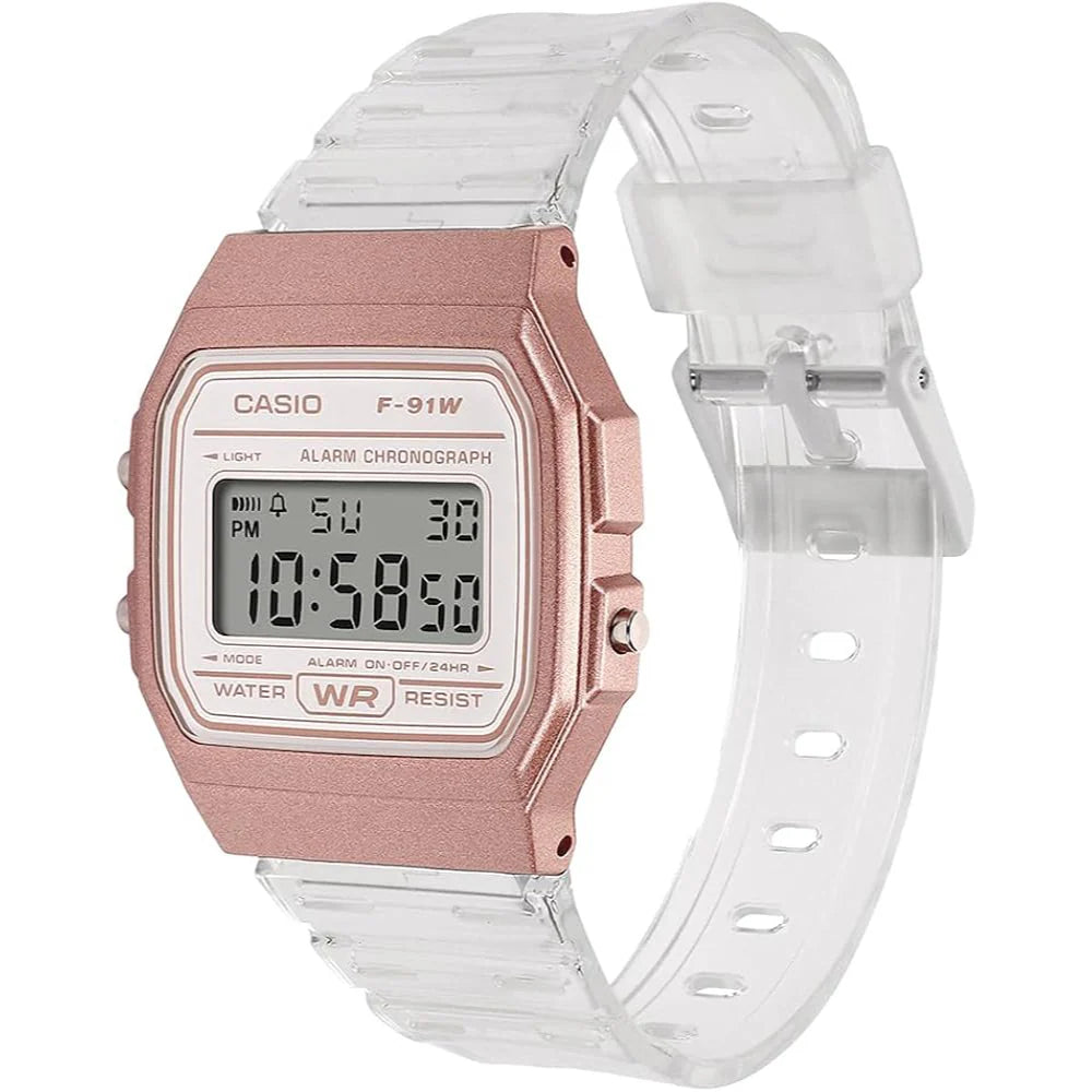 Casio General Transparent Resin Strap Unisex's Watch F-91WS-7A3DF