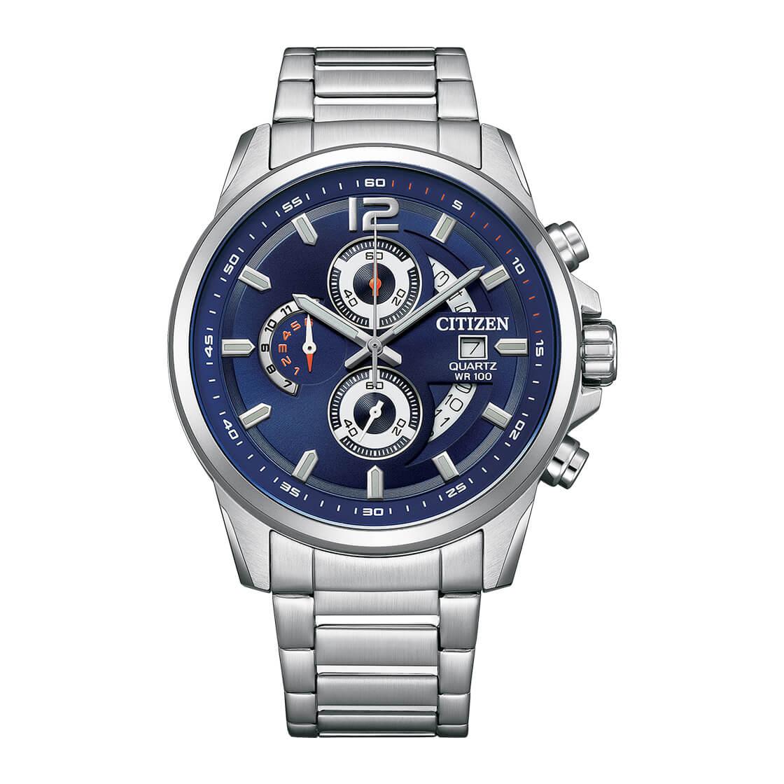 Citizen Quartz Men's Watch with Stainless Steel Bracelet and Blue Dial – AN3690-56L