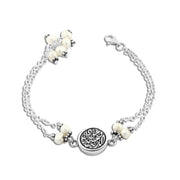 925 silver bracelet with the phrase "Your Presence is Heaven" featuring a mother-of-pearl stone