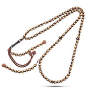Handcrafted Kook Wood Rosary with Elegant Gold Inlay – 99 Beads



