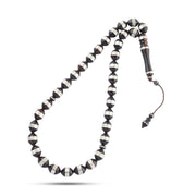 Kook Wood Rosary 33 Beads Inlaid with 999 Silver – 10mm Bead Width