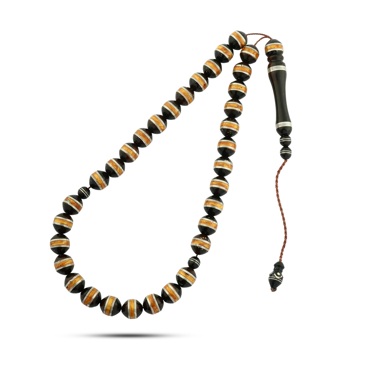 سبحة فضة عيار 999 بتصميم كهرماني أنيق للجنسين