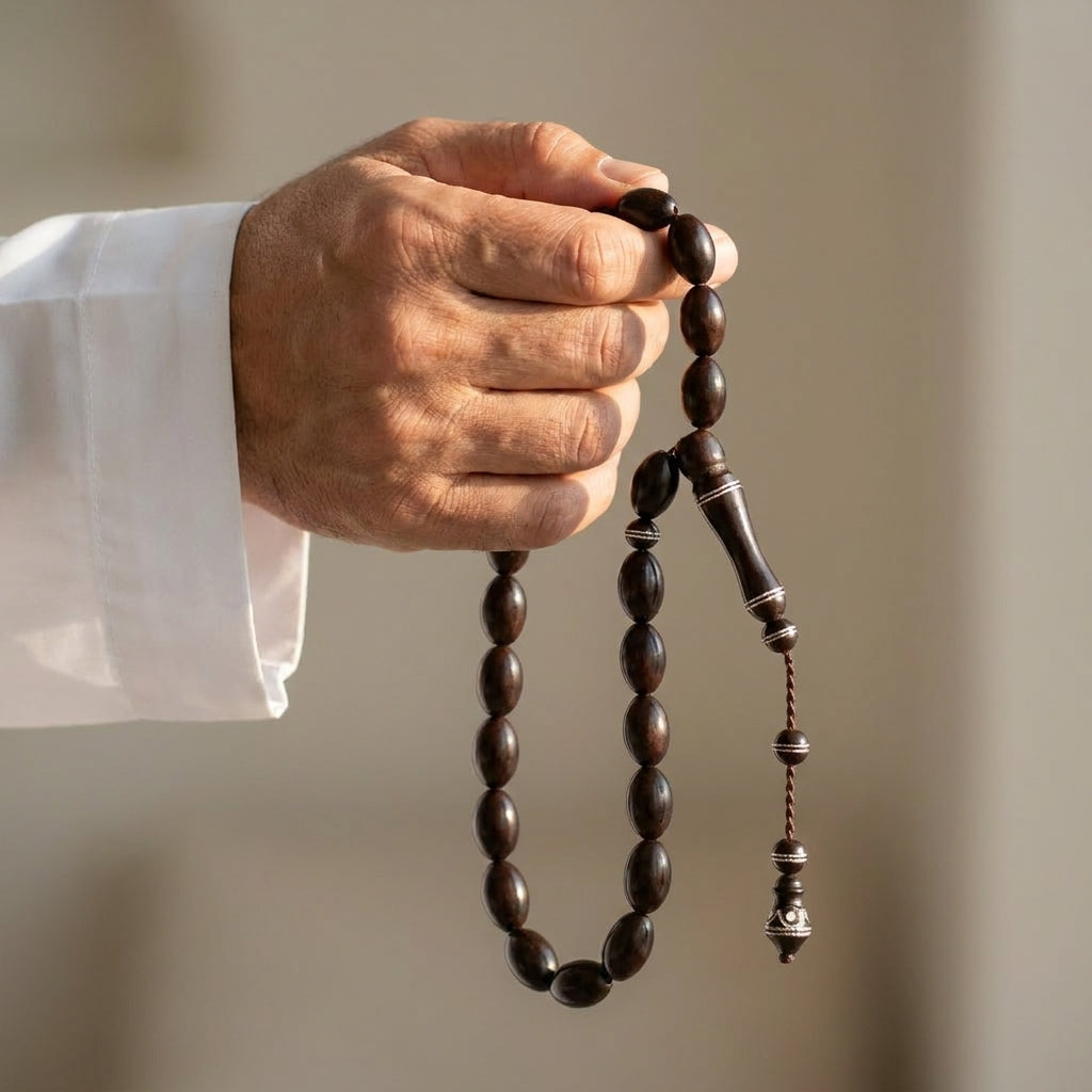 Silver Dark Brown Lux Kook Prayer Beads – 33 Beads – 8 mm