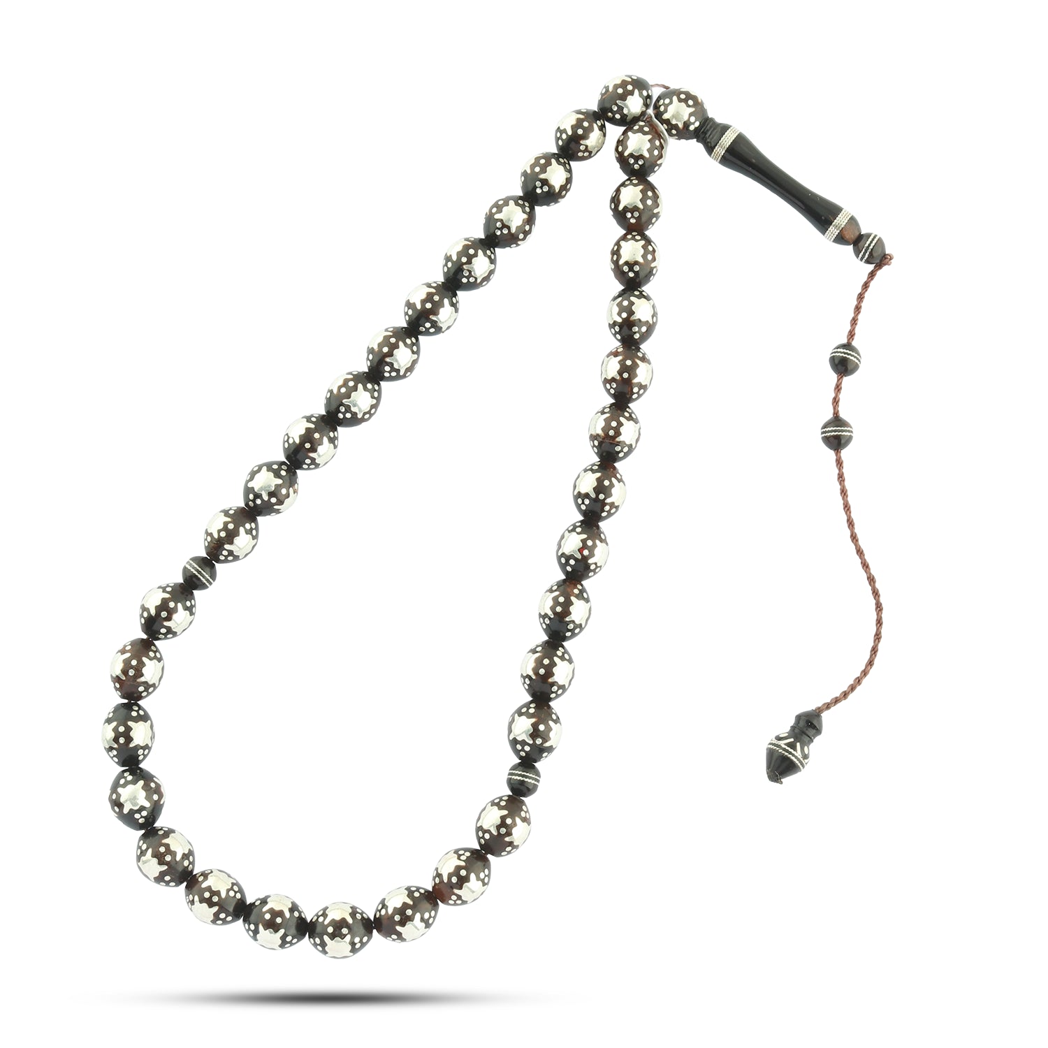 سبحة كوك لوكس فاخرة 33 حبة مطعمة فضة نقية