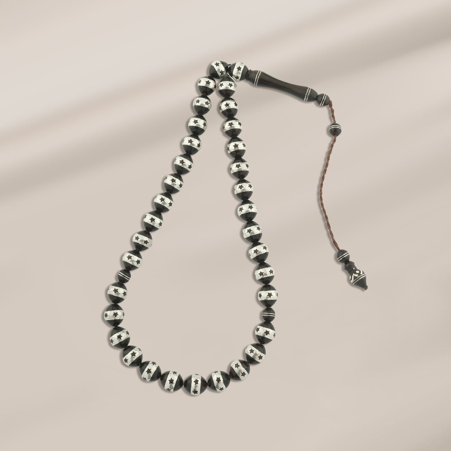 سبحة كوك لوكس 33 حبة مطعّمة فضة عيار 999 مقاس 9 ملي – FROS043