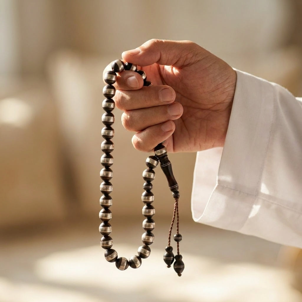 Lux Round Kook Prayer Beads with 999 Silver Inlay – 33 Beads – 5 mm