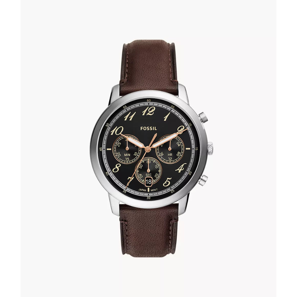 Fossil Neutra Chronograph Black Dial Brown Leather Men's Watch - FS6024
