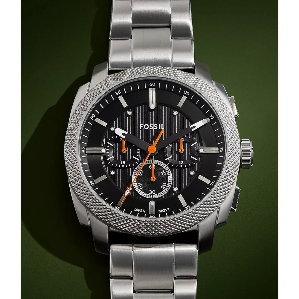 Fossil Machine Chronograph Stainless Steel Watch, Black Dial, - FS6095