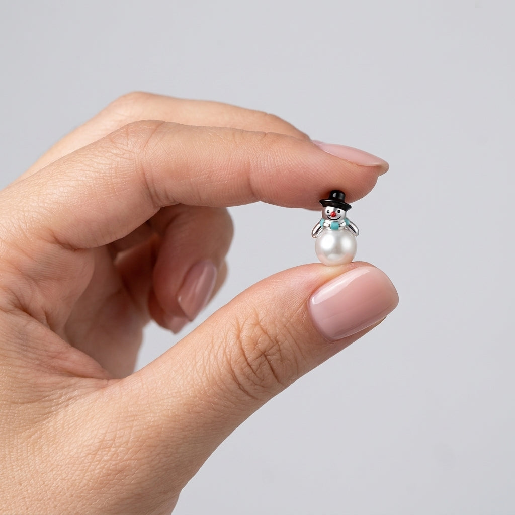 925 Sterling Silver Snowman Earring