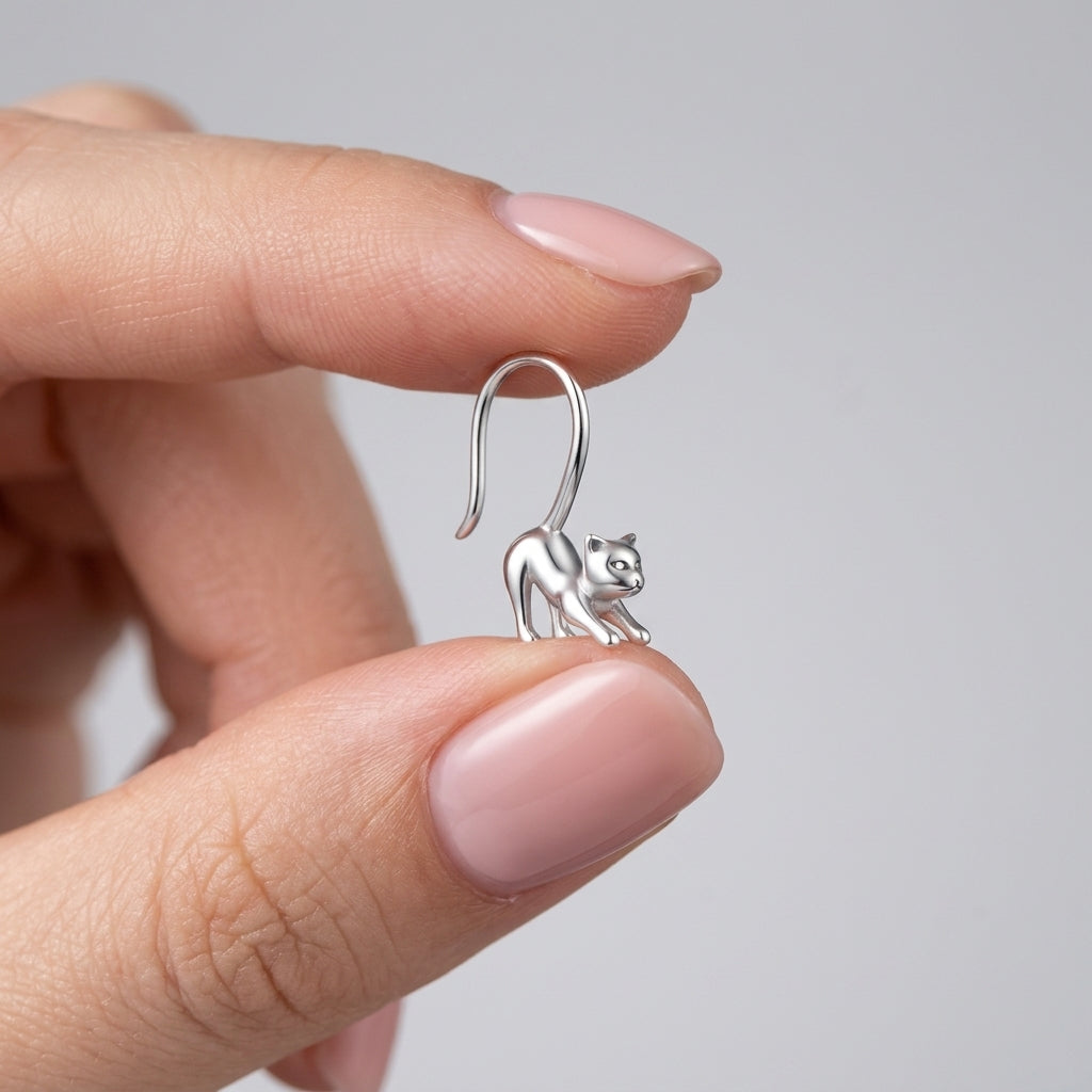 925 Silver Cat Earring