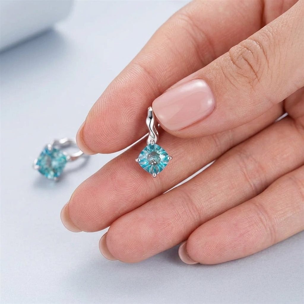 925 Silver Blue Zircon Earrings