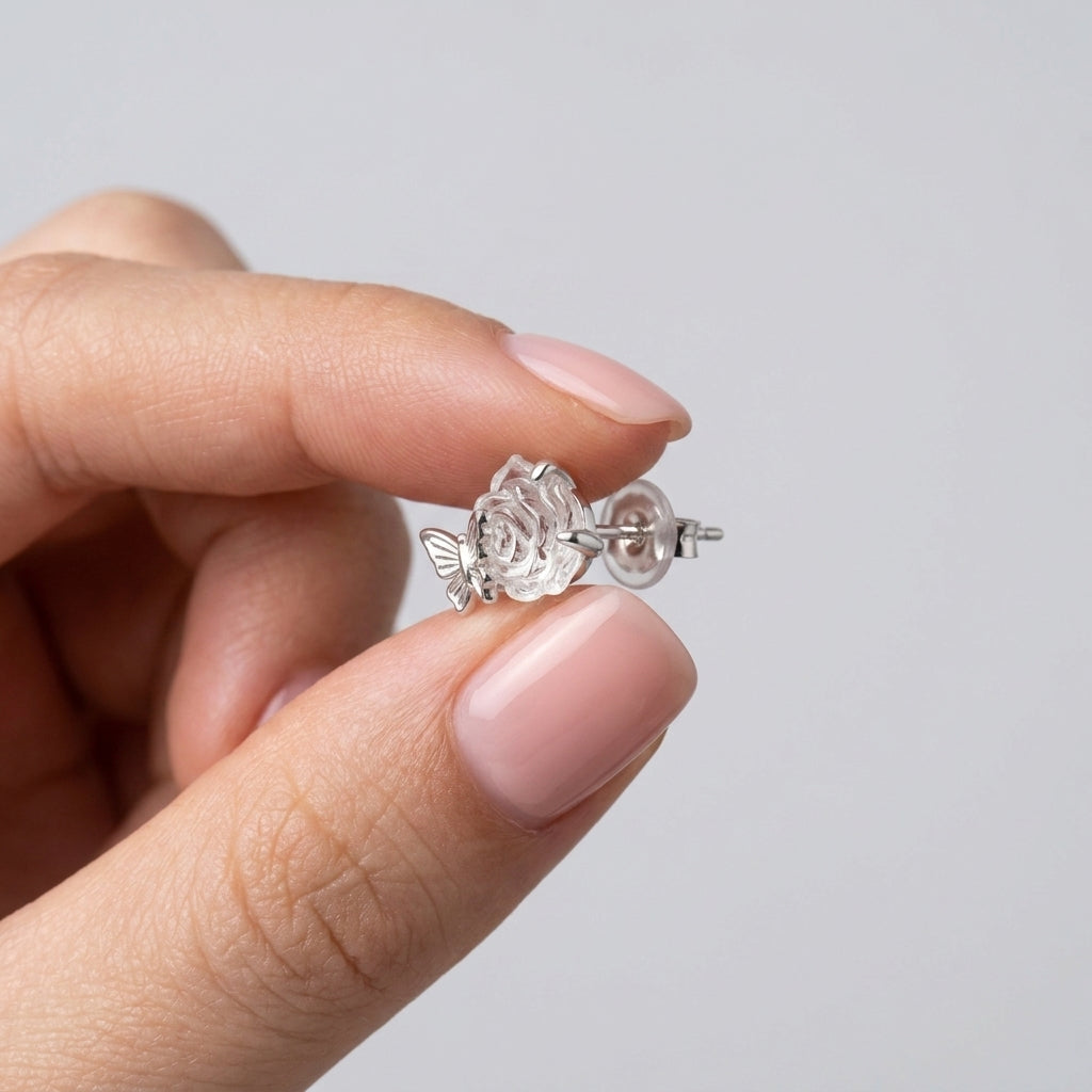 Butterfly Rose 925 Silver Earring