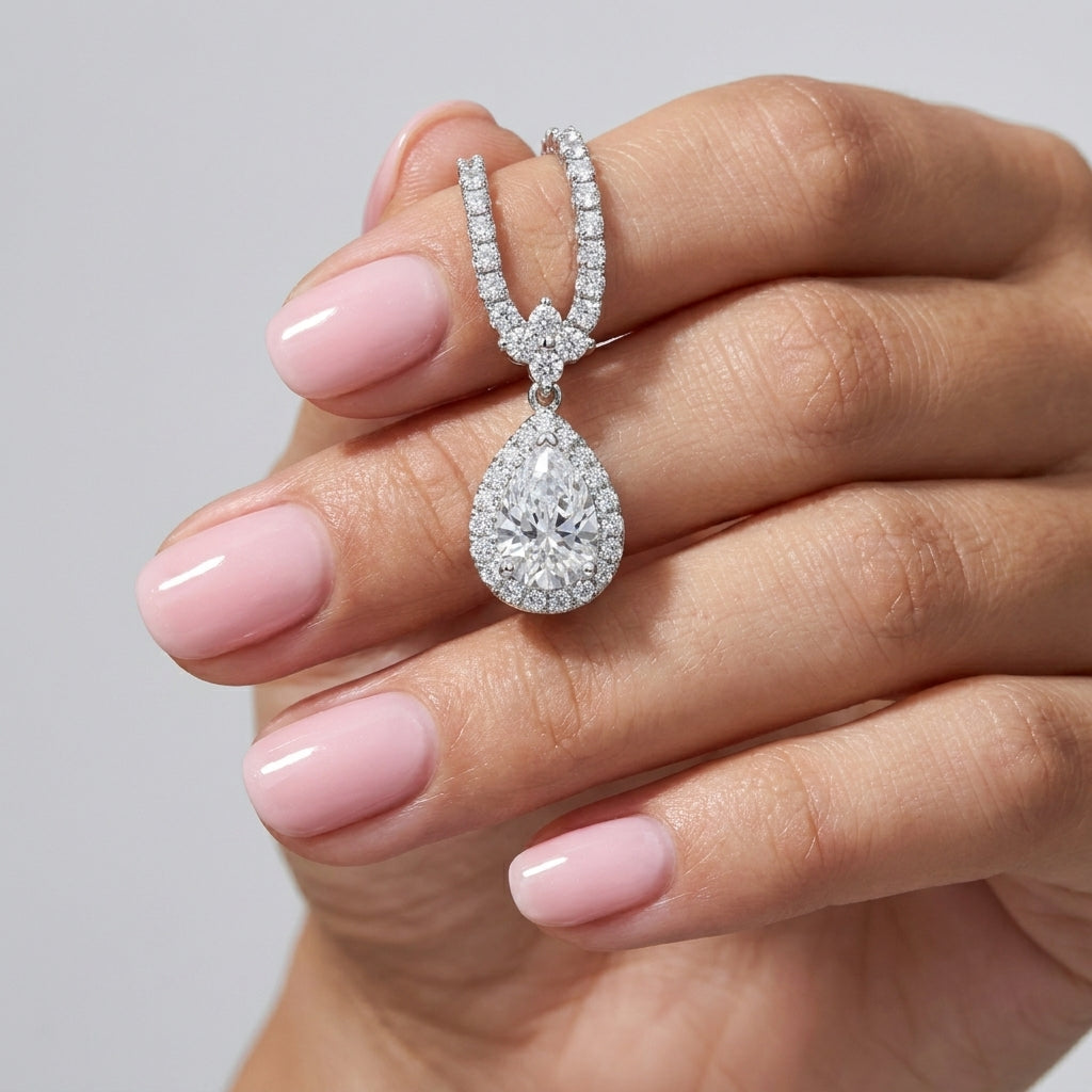 925 Silver Zircon Teardrop Necklace