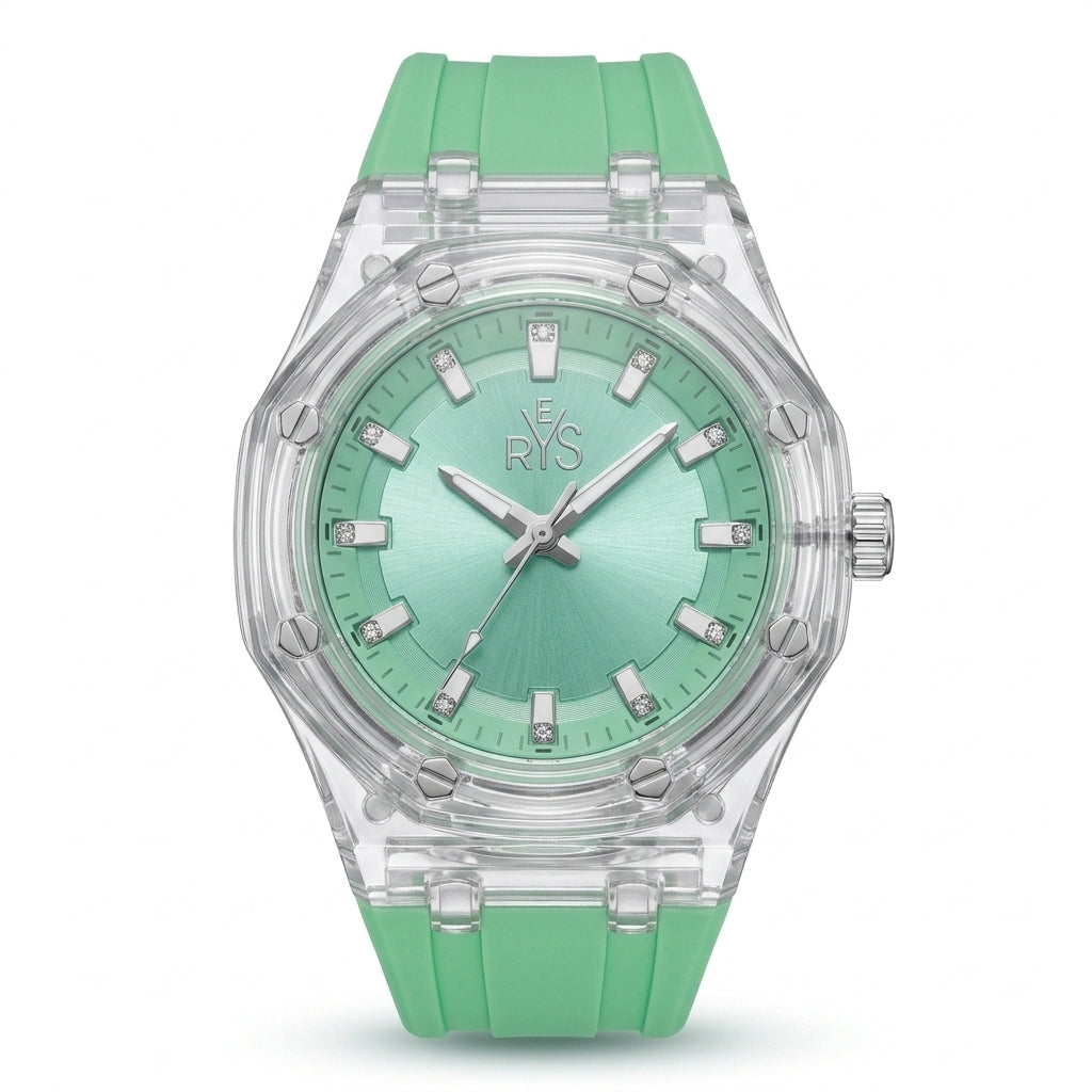 Reys Women's Analog Watch – Green Dial & Green Rubber Strap